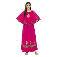 Nikhaar Creations Embroidered Crepe Asymmetrical Kurti, Pink, FNF938462