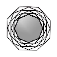 Circular Decorative Wall Mirror with Metal Frame, 86cm, Black