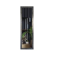 Full Length Mirror with Stand & PVC Frame, 143.5 x 43.5cm, Black & Silver