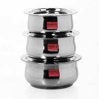 Picture of Sumeet Stainless Steel Cookware Set with Lid, 3 Pcs