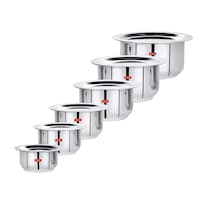 Sumeet Stainless Steel Tope/Patila/Cookware with Lid, 6 Pcs