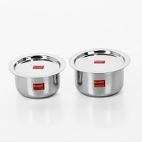 Sumeet Stainless Steel Tope/Cookware Set with Lid, 2 Pcs