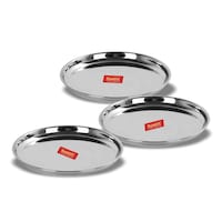 Sumeet Stainless Steel Plates, 3 Pcs