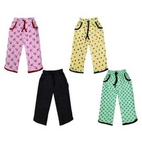 Indiweaves Fashions Girls Printed Cotton Capri 3/4th Pants, Multicolour, Pack of 4