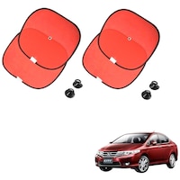 Picture of Kozdiko Chipokoo Car Window Side Sunshade Curtains for Honda City Ivtec, 4Sets, Red