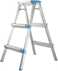 In-House 3 Step Aluminum Ladder, Black and White