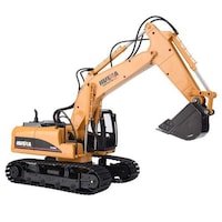 Huina 2.4 GHz RC 15-Channel Metal Excavator Toy, Yellow & Black