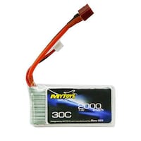 7.4 V Rechargable T Plug Lithium Polymer Battery for RC Car, 2000mAh