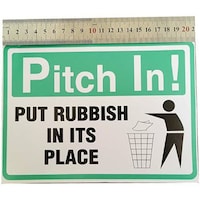 Picture of 2 Pieces Put Rubbish In Its Place Maintenance Vinyl Sign Sticker