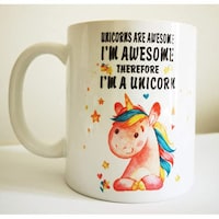 Picture of Awesome Unicorn Design Gift Coffee Mug, White, 325ml