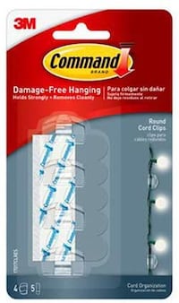 Command 17017 Plastic Round Cord Clips Strips Pack Of 4, Clear