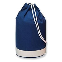 Picture of Bicolour Cotton Navy Duffle Bag With White Stripe