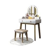 Neo Front Glossy Dressing Table Set, Beige