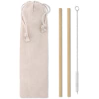 Reusable Bamboo Straws, Stainless Steel Nylon Cleaning Brush 2 Sets
