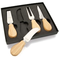Set For Cheese With Stainless Steel Utensils With Natural Wood Handle