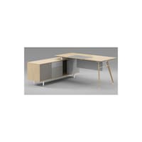 Neo Front Office Table Desk, 170 cm, Beige & Grey