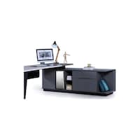 Picture of Neo Front Office Desk with Storage Cabinets, Grey
