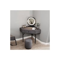 Neo Front Japanese Leather Dressing Table, Grey