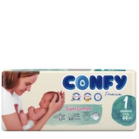 Confy Premium Size 1 New Born Baby Diaper, 44 Pieces, Pack of 5