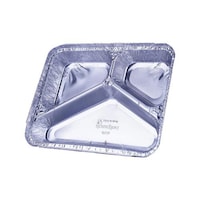 3-Section Aluminium Foil Container Base, Silver - Pack of 500