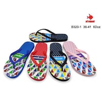 Printed Colorful Flip Flop For Women, B320-1, Assorted, Carton of 72 Pcs