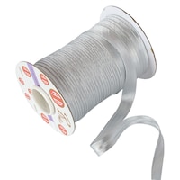 Polyester Satin Bias Ribbon Binding Tape, 15mm, Silver,  Pack of 60
