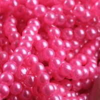 Round Fluorescent Plastic String Beads, Pink, 5mm, Pack of 60