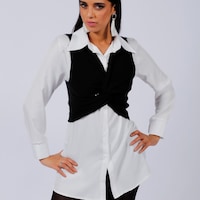 Knitted Twirled Centre Vest, Black - Pack of 12Pcs