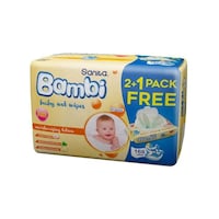 Sanita Bambi Moisturizing Lotion Baby Wet Wipes, 2+1 Value Pack, Carton of 4 Packs
