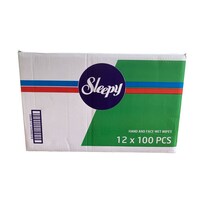 Sleepy Antibacterial & Antimicrobial Wipes, 100 Wipes, Carton of 12 Packs
