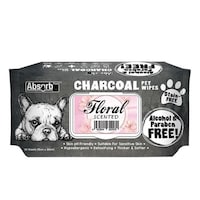 Pet Absorb Plus Charcoal Floral Pet Wipes, Carton of 12 Packs