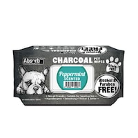 Pet Absorb Plus Charcoal Peppermint Pet Wipes, Carton of 12 Packs