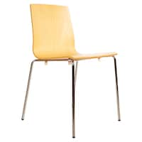 Montalbano Alice Wood Chair with Chromed Legs, Natural