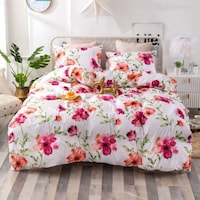 Picture of Queen Size Floral Design Duvet Cover Bedding Set, 6 Pcs