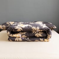 Luna Home Flower Design Comforter Set, 4 Pcs, Cedar Brown