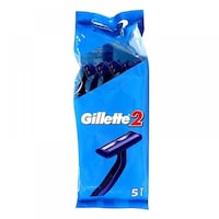 Gillette 2 Disposable Razors, 5 Pcs Pack - Carton of 24 Packs