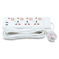 Picture of Geepas 3 Way Extension Socket with 2 USB Port, GES5803, White