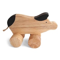 Toddle Care Wooden Miniature Pig on Wheels, Brown
