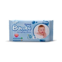 Sanita Bambi Everyday Clean Baby Wet Wipes , 64 Wipes, Carton of 12 Packs