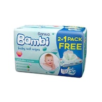 Sanita Bambi Baby Wet Wipes, 2+1 Value Pack ,Carton of 4 Packs