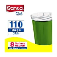 Sanita Club Biodegradable Trash Bags, 8 Gallons - Carton Of 5 Pcs 