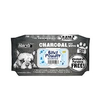 Pet Absorb Plus Charcoal Baby Powder Pet Wipes, Carton of 12 Packs