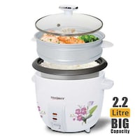 Picture of Touchmate 2 in 1 Rice Cooker with Steamer, 900W, 2.2ltr, White