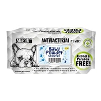 Absolute Pet Absorb Plus Antibacterial Baby Powder Pet Wipes, Carton of 12 Packs