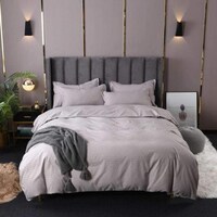Picture of King Size Striped Design Bedding Set, 6 Pcs, Grey