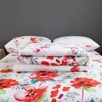 Luna Home Floral Design Comforter Set, 4 Pcs, White