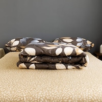 Luna Home Leaves Design Comforter Set, 4 Pcs, Anchor Grey