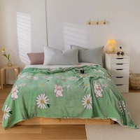 Deals For Less Chamomile Design Fleece Blanket, Green