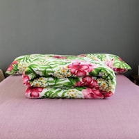 Luna Home Flower & Leaves Design Comforter Set, 4 Pcs, Green