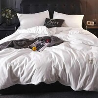 Picture of Luna Home Single Size Plain Bedding Set, Pearl White, Set Of 4 Pcs